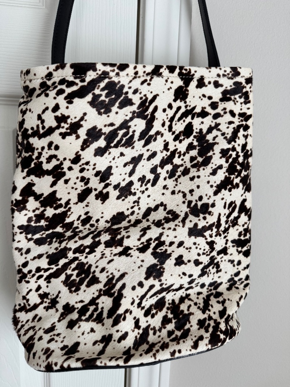 NWT JCREW BERKLEY BUCKET BAG WITH BLACK LEATHER ON ONE SIDE & HAIR ON HIDE FRONT